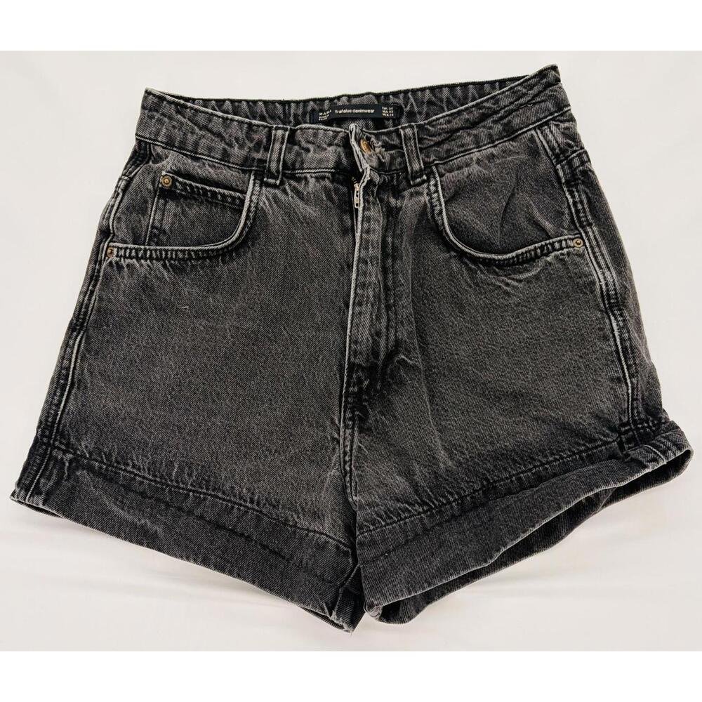 Zara Trafaluc Denimwear Black‎ High-Waisted Shorts Size 2 Retro Casual